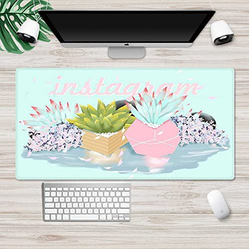 KJXNED - Tapis de Souris Gaming XXL 800x300 mm Plantes Charnues Gamer Mouse Pad Surface Antiderapant Base en Caoutchouc Antidérapante pour Gamer PC et Ordinateur Portable