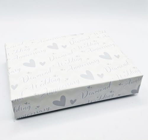 Geschenkpapier zum 60. Hochzeitstag, 2 Bögen, 2 passende Geschenkanhänger, Diamant-Hochzeitstag, Geschenkpapier (PA)