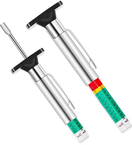 cobee Medidor de profundidad de la banda de rodadura, Medidor inteligente de profundidad de neumáticos codificado por colores Herramienta de Medición en 25MM/32nds(2 piezas)