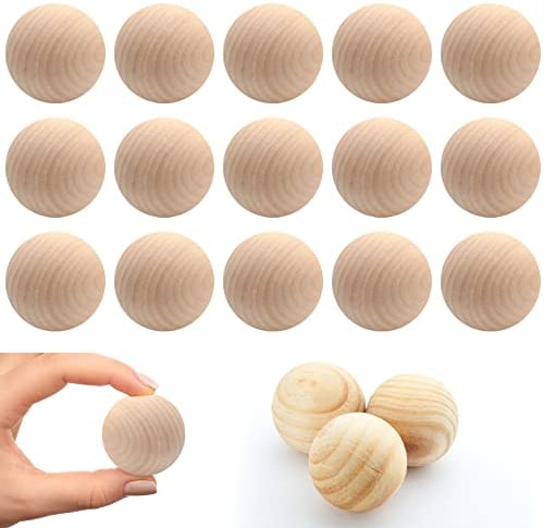 Cisolen 15 Pezzi perline rotonde di legno senza foro palline di legno fai da te palline di incompiute per fai da te decorazioni fatte a mano 40 mm