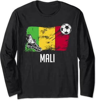 Mali Flag Jersey Malian Soccer Team Malian Langarmshirt