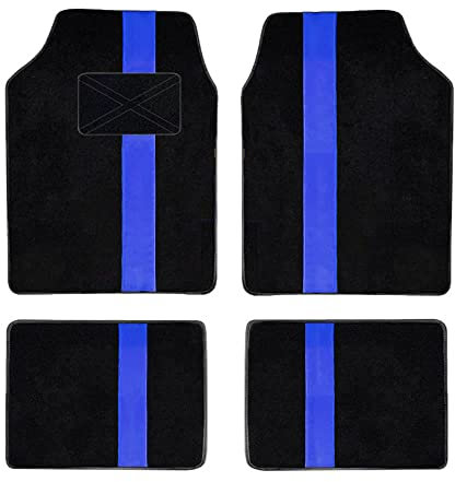 Maipula Universal Auto Fußmatten,Automatte für Fast alle Auto,4 Teiliges Set ohne Mattenhalter,Beflockun Auto bodenmatte,Schwarz Blau