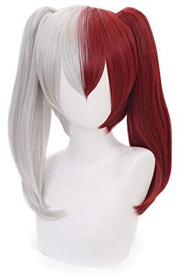 Anime Cosplay Perücke für My Hero Academia Synthetic Perücken mit freiem Cap (Shoto Todoroki-2 Ponytail)