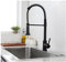 Wasserhahn Küche Schwarz - Küchenarmatur Mit Brause Ausziehbar 360° Schwenkbar, Spültischarmatur Mischbatterie 2 Strahlarten Mit Spiralfeder, Edelstahl Armatur