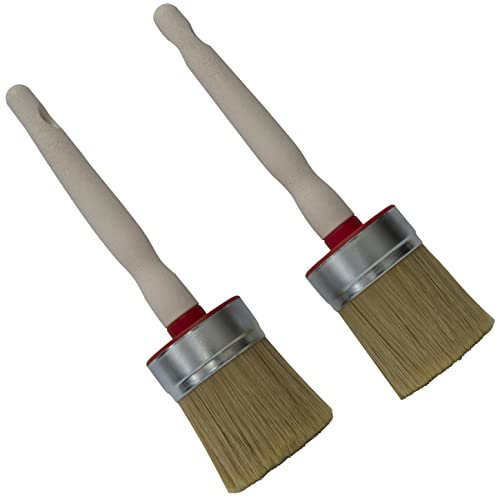 AERZETIX - C62159 - Lot de 2 - Pinceaux Ronds à Poils naturels - Ø60mm- 245mm x 60mm - pour Peinture Colle Verni - Manche en Plastique - Outil à Peindre Laque Décoration Rénovation