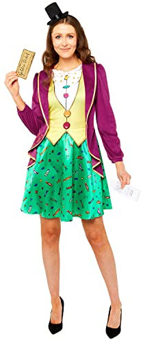 amscan 9916211 - Offizielles Roald Dahl Willy Wonka Lady Weltbuchtag Kostüm für Damen, Größe: 42-44