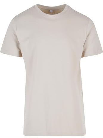 Build Your Brand Herren T-Shirt Round Neck, Männer Basic T-Shirt mit Rundhalsausschnit, Regular Fit, Baumwolle, Wet sand, XL