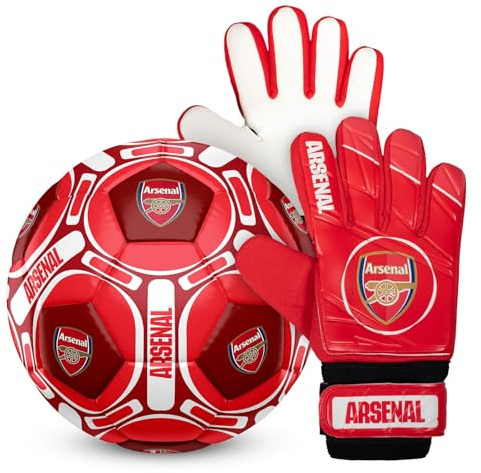 Arsenal FC - Kinder Fußball-Set - Torwarthandschuhe & Fußball - Offizielles Merchandise Größe 4