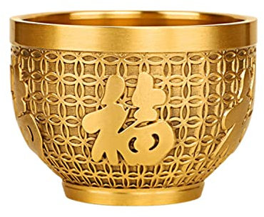 Brass Feng Shui Bowl Chinesische Pflanzer Vase Ornament Artware getrockneter Blumenpot Dekoratives Jar Schweinebank Messing Zylinder Schlüssellager für Home Party