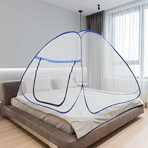 XUEMANSHOP Pop up Moskitonetz, 198x180x160cm Eintüriger Reißverschluss Tragbare Zelt Reise Moskitonetz Bett Freistehend für im Schlafzimmer Keine Haken