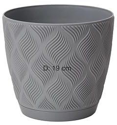 MELTOM Blumentopf Rund Ø 19 cm Grau 2er-Set mit Untersetzer | 2 Stück · je Ø oben 18,5 cm, Boden 13 cm, Höhe 17 cm · je 3,5 Liter · 100 % recycelter Kunststoff