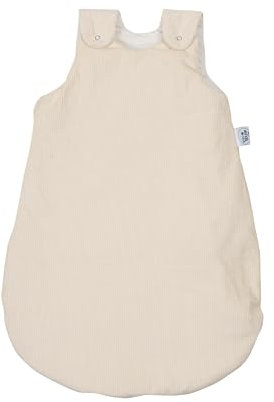 pic Bear Premium Babyschlafsack aus Jersey-Baumwolle – Atmungsaktiv, Mitwachsend und für Ganzjahres-Nutzung mit verstellbaren Größen (Kord Ivory, 50/56)