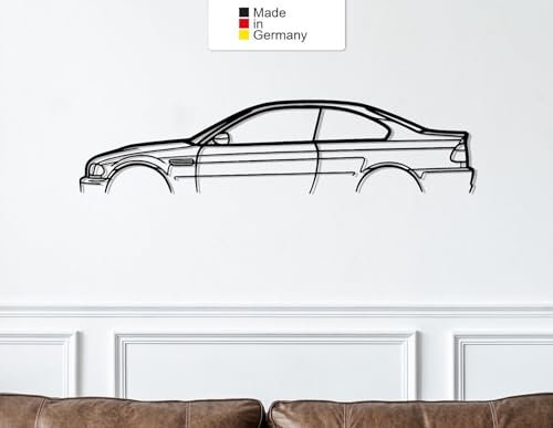 for BMW E46 M3, Metall Wandbild, Wanddeko, Auto Silhouette, Metal Car Wall Art (Größe: 100 cm (39))