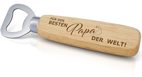 Good Things - FLÖFi Personalisierter Flaschenöffner aus Holz mit Gravur - Bierflaschenöffner Personalisiert mit Namen - Geschenke für Männer mit Wunschgravur (Für den Besten Papa der Welt)