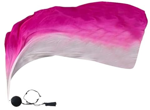 Tanzseidenschleier – bunte Poi-Flaggen mit Poi-Ball, Tanz-Seidenschleier, schrittweise Farben, elegantes Seiden-Flaggenband mit Poi-Ball für Tanz, Kunst, Bauchtanz