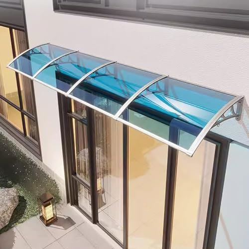 WJXIN Auvent pour Porte D'entrée 100x200cm Marquise Porte Exterieur de Toit Auvent en Arc de Hangar Cadre en Aluminium pour Fenêtre Balcon Garage(Size:100x200cm)