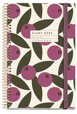 Miquelrius - Kalender 2025, Jahresplaner, 117 x 182 mm, Tagesansicht, Einband aus laminiertem Karton, Spiralbindung, Gummibandverschluss, Papier 80 g/m², Katalanisch, Englisch und Portugiesisch,
