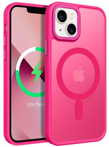 GUAGUA Coque pour iPhone 13 Mini - Compatible avec MagSafe - Coque Magnétique - Protection Antichoc Qualité Militaire - Etui Translucide Mat Housse Fine Antichoc - 5.4'' (Rose Vif)