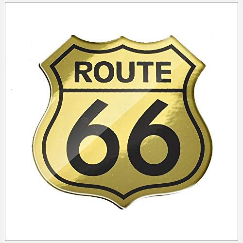 Ruiziliang Adesivo 3D Moto Adesivo The Historic Route 66 Adesivi Custodia Indiana VOD Big Dog Adesivi Adesivi per Auto Styling (Oro)