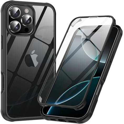 Phoneaura FÜR iPhone 16 PRO MAX 360 Grad Hülle mit Kameraschutz, iPhone 16 PRO MAX Hülle kompatibel mit MAGSAFE, Glas für iPhone 16 PRO MAX Schutzhülle (KAMERASCHUTZ + 2X MAGSAFE Ring)