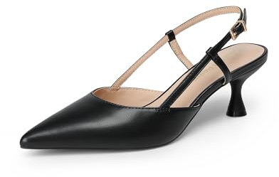 DREAM PAIRS Women's Slingback Kitten Heels Closed Pointed Toe Low Stiletto Heels Dress Bridal Party Wedding Pumps Shoes,Size 5.5,Black,DWUMPU2508