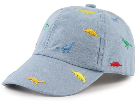 Pesaat Baby Schirmmütze Junge Baseballcap Kinder Sonnenhut UV Schutz Baby Junge Baseballkappe Kinder Jungen Sommerhut (Himmelblau Dinosaurier, Gr.54cm(4-8Jahren))