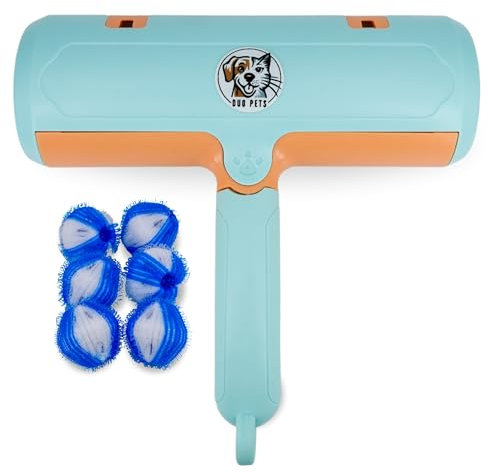 Brosse Anti Poils Animaux. Ramasse Poils de Chat et Chien sur Canapé, Tapis, Vêtements, Voiture. Brosse, rouleau DUO PETS, Réutilisable Sans Recharge, Nettoyage Facile + Bonus Boules Machine à Laver.