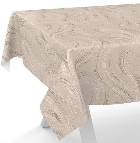 Wachstuchtischdecke Wachstischdecke Wachstuch Tischdecke abwaschbar Gartentischdecke Abstrakt Beige 160x140cm Schnittkante
