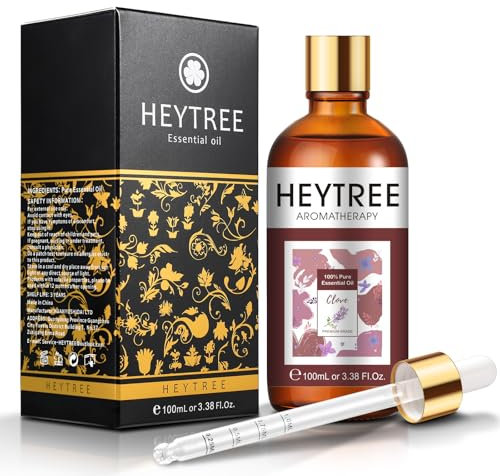 HEYTREE Aceite esencial de clavo 100 ml para higiene bucal y bricolaje, piel y limpieza