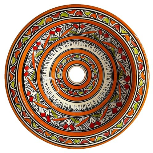 Lavabo étnico de cerámica de terracota marroquí - Elegancia artesanal para cualquier estilo de baño 1601251107 Túnez Turquía étnico del mundo