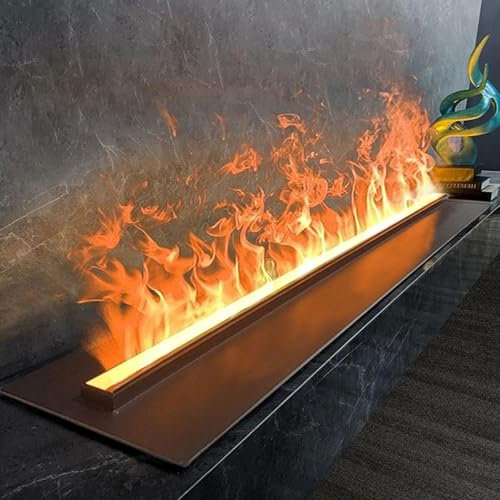 YLANMEI Camino a Vapore acqueo 3D, Camino atomizzato con 7 Colori di Fiamma Regolabili e 5 Livelli di luminosità, Acciaio Inossidabile Spazzolato, Controllo Touch/Telecomando,100cm/39.3in