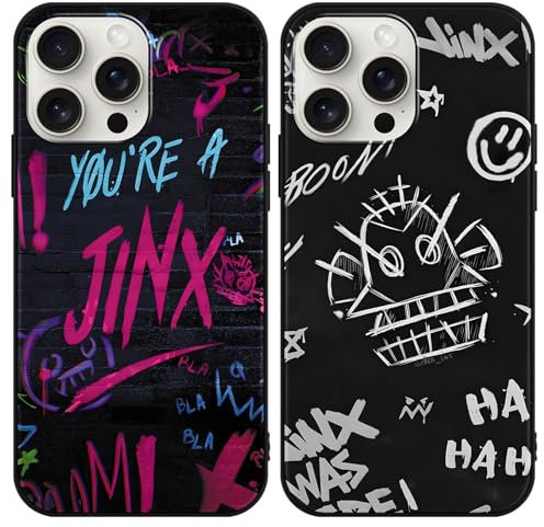TBNMBGY 2 Stück Schwarz Handyhülle für iPhone 14 iPhone 13 6,1 Hülle,Cartoon Anime Aesthetic Game Muster Ganzkörper Handyhülle mit Seidig-Weicher Berühren,Stoßfest Schutzhülle,Cool
