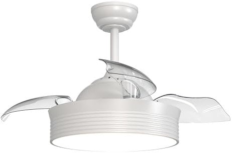 Sulion - Ventilador de Techo Bruma con Palas Retráctiles – Ligero, Silencioso y Potente | Motor DC de Bajo Consumo | Luz LED CCT Regulable 24W | Función Verano/Invierno y Temporizador | Blanco