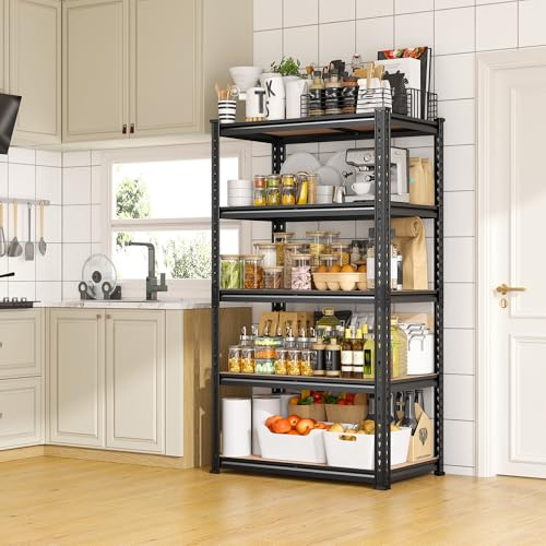 REIBII Racking - 5 Tier 70cm Width Shelving Units for Storage with 5 MDF Board, 900KG Load Heavy Duty Garage Shed Shelving Unit Pantry Shelves for Warehouse,Easy To Assemble (70 * 30 * 153cm)