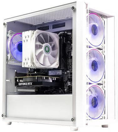 GTR Gaming PC | Ryzen 5 5500 | RTX 5060 8GB | 16GB DDR4 3600MHz RAM | 1TB NVMe SSD | 600W 80+ Bronze PSU | Windows 11 | ARGB White Case | WiFi & Bluetooth