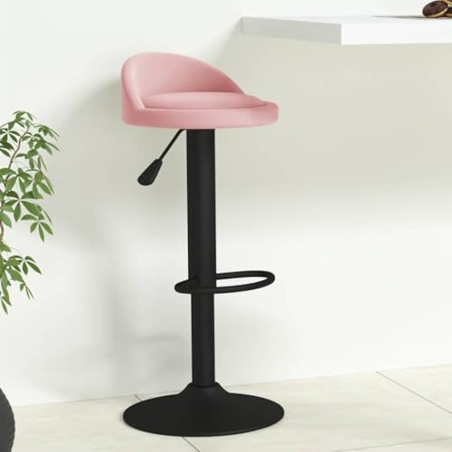 HETFTJN Barhocker Rosa Samt 360° drehbar Höhenverstellbar 72-94 cm Stahlgestell 110 kg für Küche Bar Essbereich Schminktisch und Outdoor