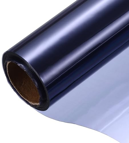 sourcing map Privacy Window Film, PVC One-Way Mirror Window Tint Reflective Heat Control Non-Adhesive Static Cling Glass for Home Office Daytime Privacy Protection, Blue(40cm x 300cm)