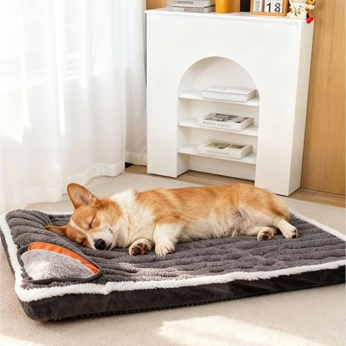 Generisch Hundebett Grosse Hunde Weiches Hundenest Abnehmbarer Hundeplatz HundeköRbchen Waschbar Hundekissen OrthopäDisch Geeignet FüR Kleine, Mittlere Und GroßE Haustiere(Grey,100x60x5cm)
