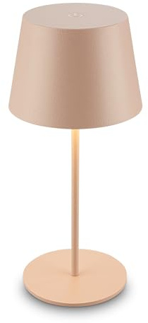 BRILONER - LED Tischlampe kabellos IP44 mit Touch, Dimmbar, Warmweißes Licht, Akku Tischleuchte, Nachttischlampe, Leselampe, LED Lampe, Outdoor, Touch Lampe, Tischlampe Akku, 9,5x20,5 cm, Beige