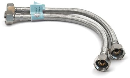 Xcel Home Flexible Hose Pipe Pair, 1/2 x 1/2 BSP 300mm Stainless Steel Flexi Pipes, Rust-Free Corrosion Resistant Monobloc Tap Connector, Replacement for Kitchen Sink & Bathroom Basin