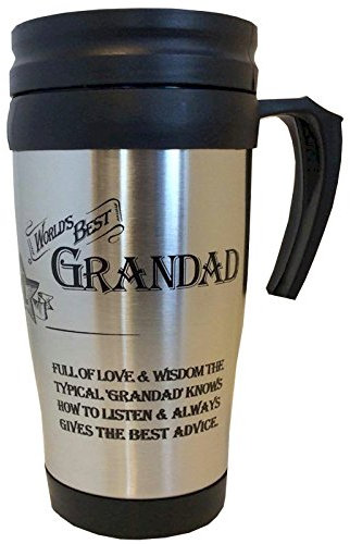 Arora 8839 World's Best Grandad Travel Mug, Stainless Steel, 400ml, Black