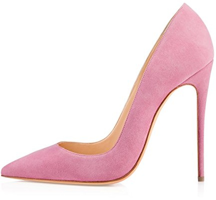 EDEFS Chaussures Femme Talon Haut 12 cm Escarpins Daim Rose Bout Pointu Talons Élégants Mariage Soirée EU39