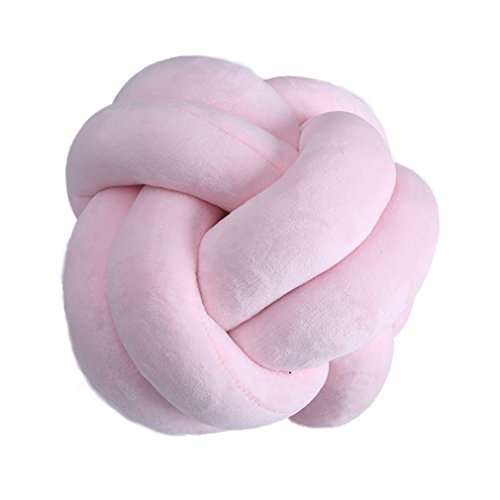 Nunubee Knot Pillow Ball Plüschkissen Spielzeug Couch Throw Pillow Sowohl Wohnkultur als auch Geschenk für Kinder φ18 cm / φ7.1 Zoll Pink-2line-S-S