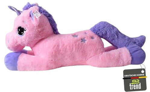TE-Trend XXL Einhorn Kuscheltier 110cm, EIN süßes Rosa Riesen Plüschtier mit lila Glitzerhorn für Kinder zum Spielen oder zur Dekoration