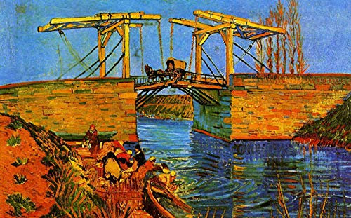 Deerbird 1000 Piece Large Jigsaw Puzzle - Langlois Bridge at Arles with Women - 1000 Piece Puzzles for Adults and Teens - Famous Painting Series 19.69 * 27.56 Inches