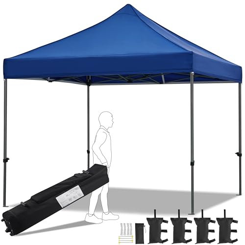 Yaheetech 3x3m Faltpavillon Pop-Up Pavillon, mit Tragetasche Sandsäcken, wasserdicht UV-Schutz höhenverstellbar, stabil für Garten/Feste/Markt, Blau