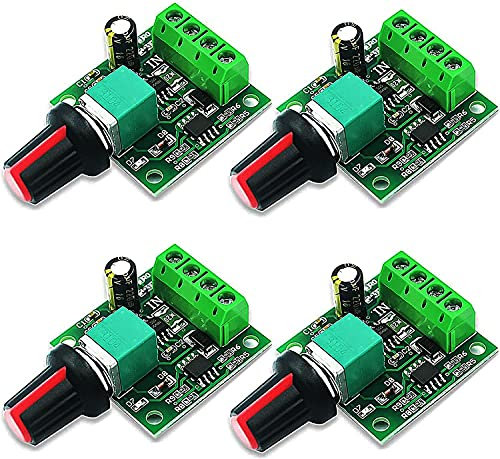 RUNCCI-YUN 4pcs PWM Controlador de Velocidad del Motor, Bajo Voltaje DC 1.8V-12V Interruptor de Controlador Ajustable,potenciometro 12v, con Perilla de Control Velocidad