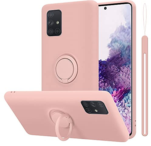 Cadorabo Hülle kompatibel mit Samsung Galaxy A71 4G Schutzhülle TPU Silikon Case Liquid Design mit Ring Slim Kratzfest Liquidsilikon Microfaser Case Hülle für Galaxy A71 4G in Rosa