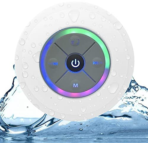 LSYYSS Rainbow LED Bluetooth Shower Speaker With FM Radio and Strong Suction Cup, IPX5 Portable USB rechargeable Waterproof Bluetooth Speaker for Golf, Beach, Shower & Home