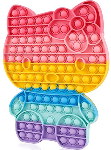 KUNSTIFY XXL POP Regenbogen Fidget Toy Antistress Spielzeug für Erwachsene Kinder Anti Stress Pop groß Figetttoys Fidget Toy Set Figet Bubble Push pop XXL Regenbogen (Katze)